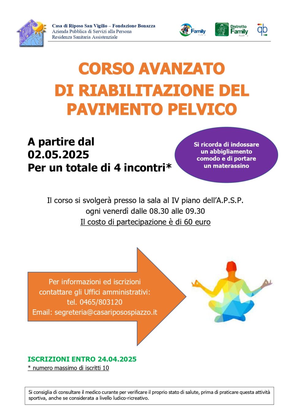 A grande richiesta proseguono a Spiazzo i corsi di ginnastica curativa promossi dall’Apsp San Vigilio