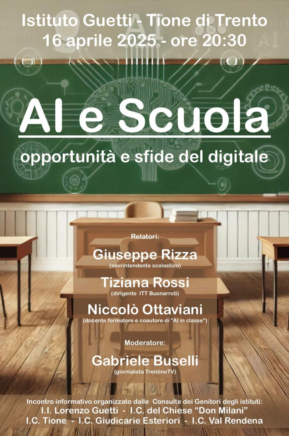 Tione Istituto Guetti 16 aprile ore 20.30: “AI e Scuola: opportunità e sfide del digitale”