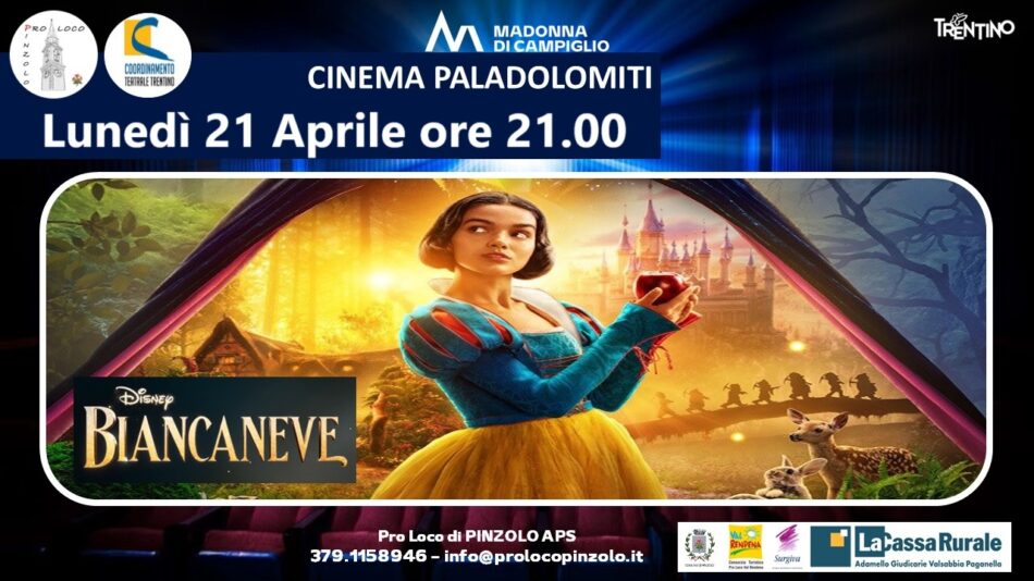 Cinema a Pinzolo: Lunedì 21 Aprile ore 21 “Biancaneve” al Paladolomiti