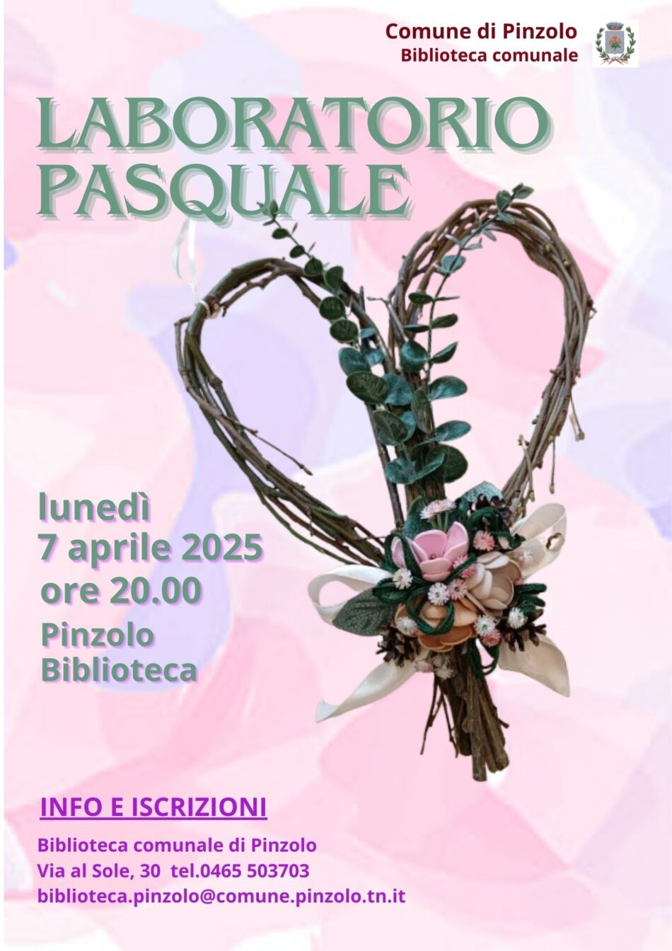 Lunedì 7 aprile ore 20 “Laboratorio Pasquale” presso la Biblioteca di Pinzolo