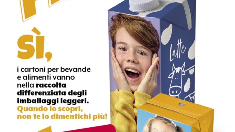 Campagna di comunicazione della Provincia di Trento, in collaborazione con Comieco, per la modalità di conferimento cartoni per bevande e alimenti, in materiale poliaccoppiato, conosciuto come “Tetra Pak”