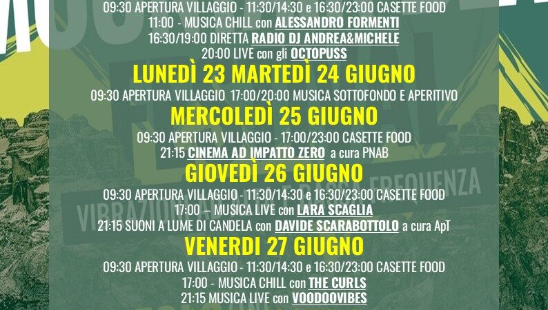 Pinzolo: Programma da sabato 21 a domenica 29 giugno 2025