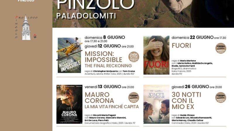 Cinema a Pinzolo: Programmazione film Giugno 2025