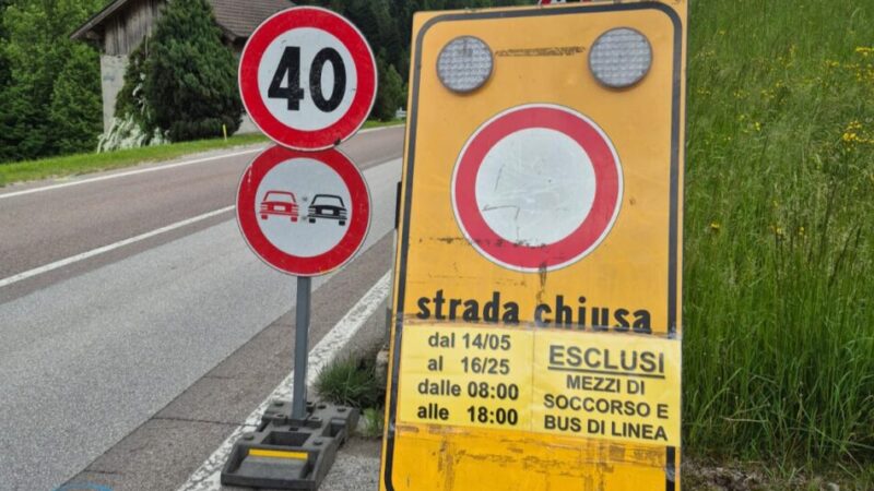 Attenzione: dal 14 al 16 maggio strada chiusa da Verdesina al bivio Ospedale