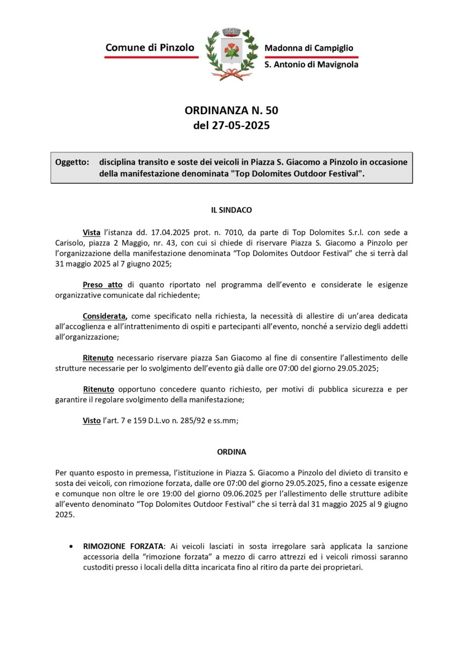 TOP DOLOMITES OUTDOOR FESTIVAL-| TOP CYCLING | Viabilità modificata