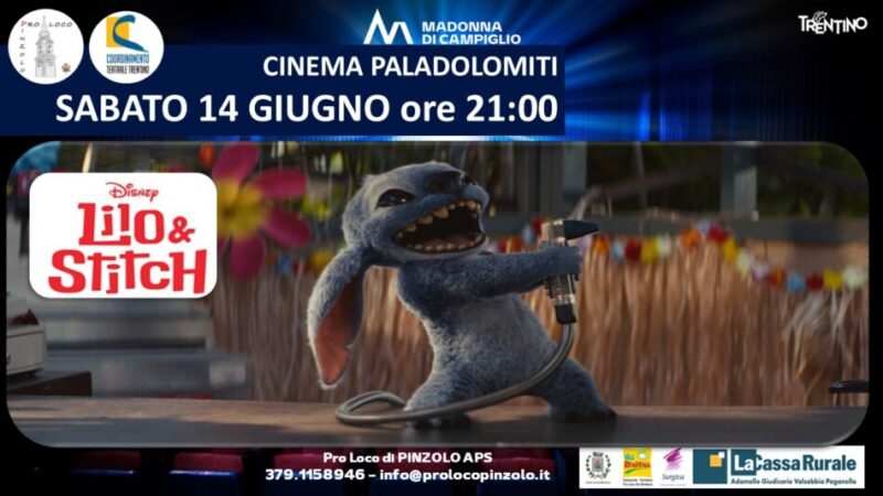 Cresce l’attesa per “Lilo & Stitch” a Pinzolo: prima proiezione sabato 14 giugno ore 21 al Paladolomiti