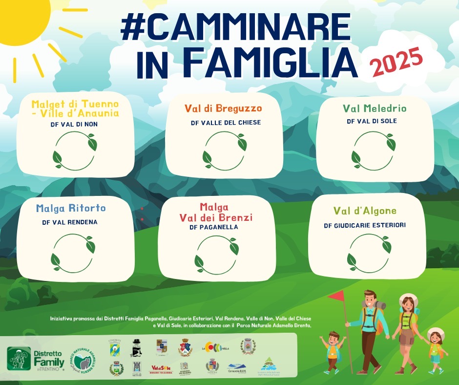 Il Distretto Famiglia Val Rendena torna con: Camminare in Famiglia 2025: si riparte!