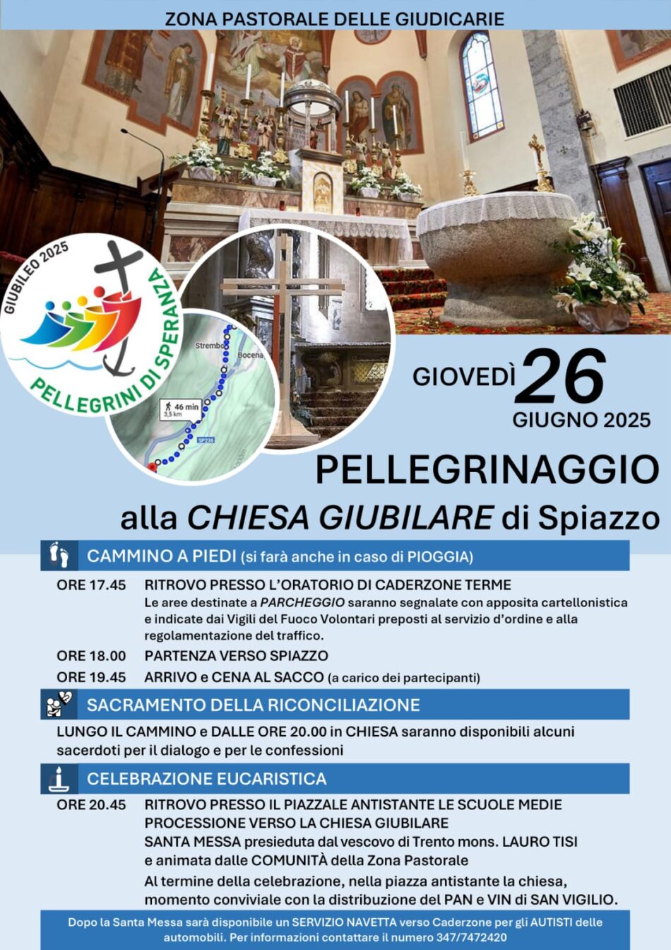 Pellegrinaggio alla Chiesa Giubilare di Spiazzo – Giovedì 26 giugno 2025