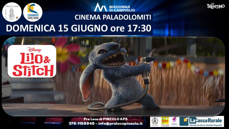 Cinema a Pinzolo: Domenica 15 giugno ore 17.30 “Lilo & Stitch”