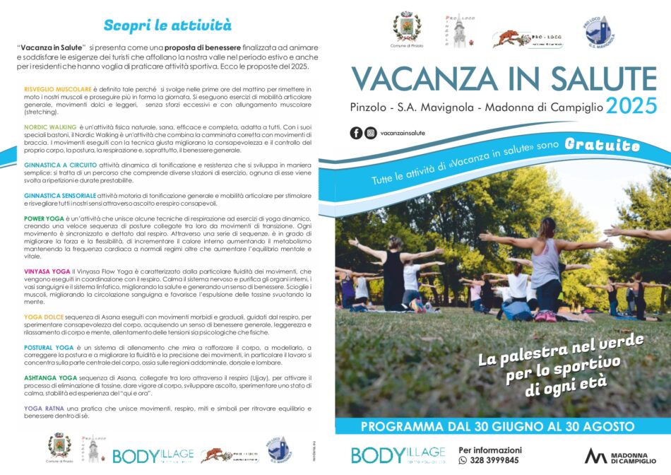Estate 2025: Programma “Vacanza in salute” Pinzolo – S.A. Mavignola – Madonna di Campiglio