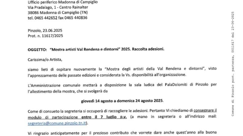 “Mostra artisti Val Rendena e dintorni” 2025. Raccolta adesioni