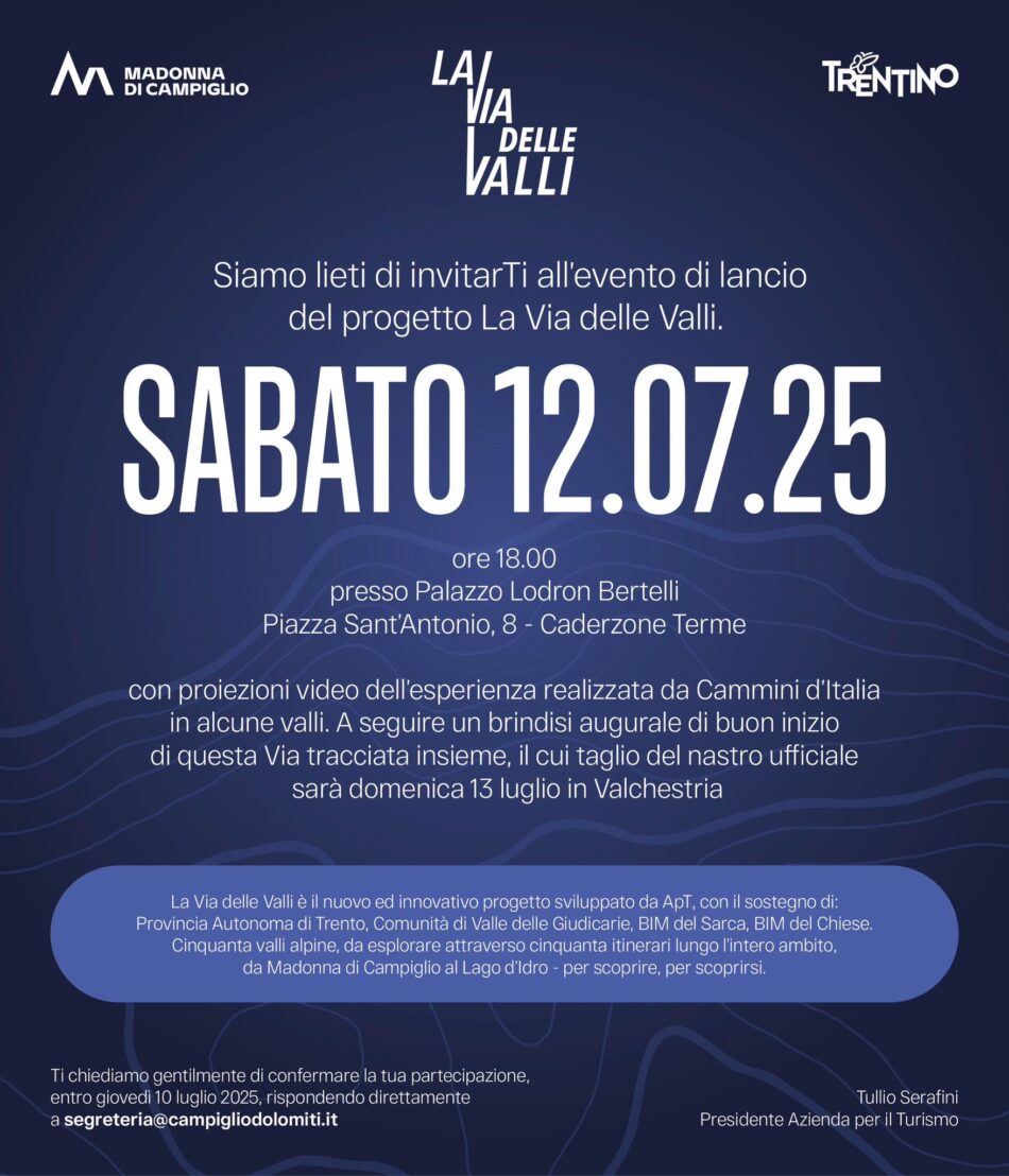 Caderzone Terme Sabato 12 luglio ore 18 :”La Via delle Valli”