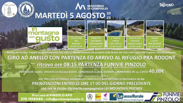 Pinzolo Martedì 5 agosto “In montagna con gusto”