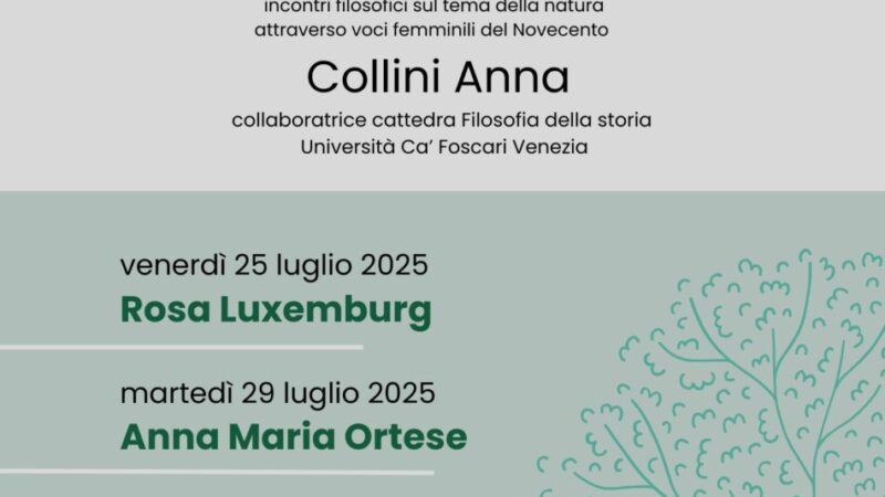 Biblioteca Pinzolo Parco Ciclamino: “Natura Sostantivo femminile” Incontri filosofici sul tema natura con Anna Collini