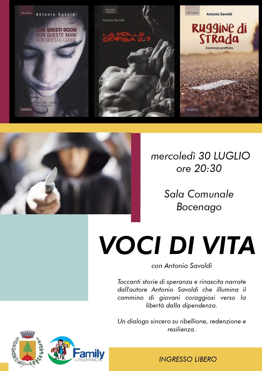 Bocenago Mercoledì 30 luglio ore 20.230 “Voci di vita” con Antonio Savoldi