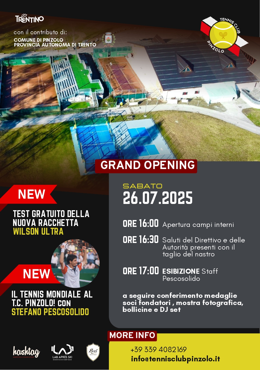 Pinzolo – Cerimonia di inaugurazione dei campi coperti da tennis ristrutturati