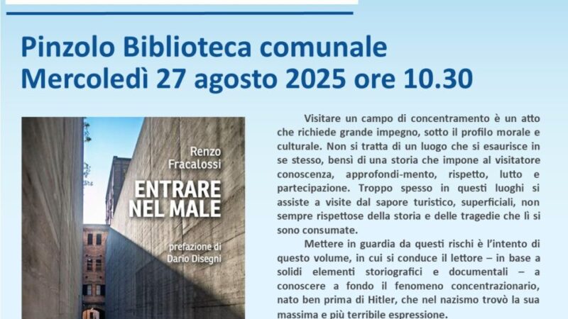 Pinzolo Biblioteca comunale Mercoledì 27 agosto ore 10.30 Aperitivo letterario “Entrare nel mare” di Renzo Fracalossi
