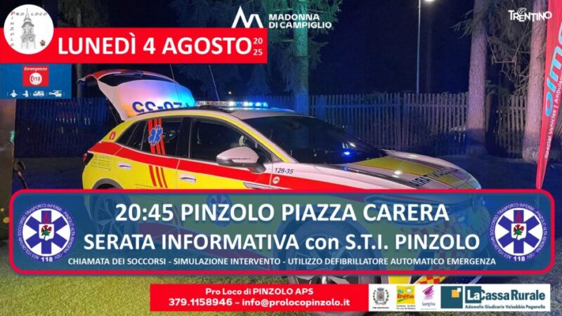 Pinzolo Lunedì 4 agosto ore 20.45 “Serata informativa sul STI Pinzolo” in piazza Carera