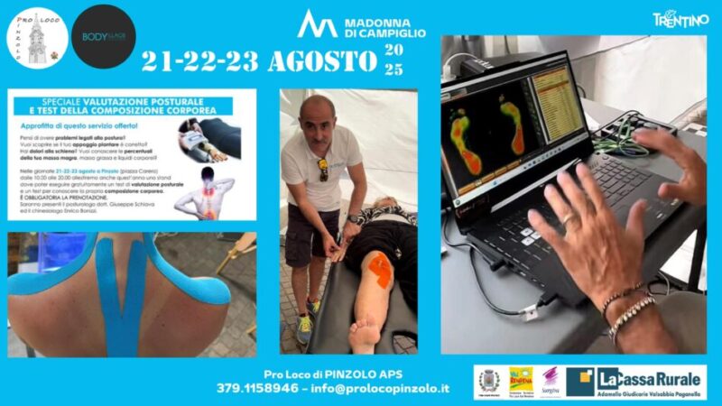 Pinzolo 21-22-23 Agosto dalle ore 10 alle 20 “Valutazione posturale” in piazza Carera