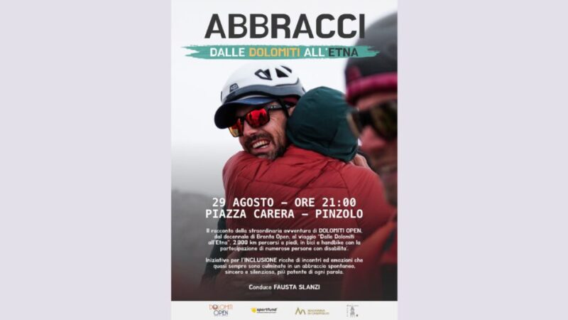 Pinzolo Venerdì 29 agosto ore 21 “ABBRACCI dalle Dolomiti all’Etna” in piazza Carera