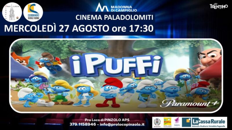 Cinema a Pinzolo: Mercoledì 27 agosto ore 17.30 “I Puffi” al Paladolomiti