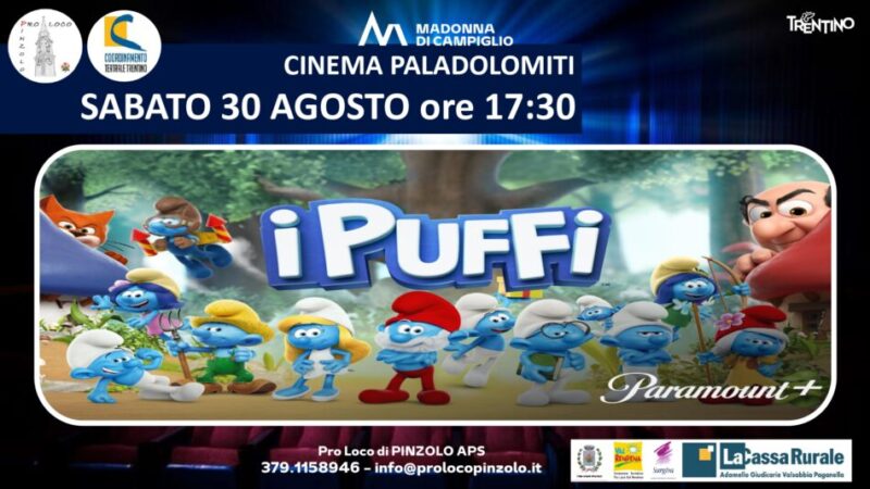 Cinema a Pinzolo Sabato 30 agosto ore 17.30 “I Puffi” al Paladolomiti