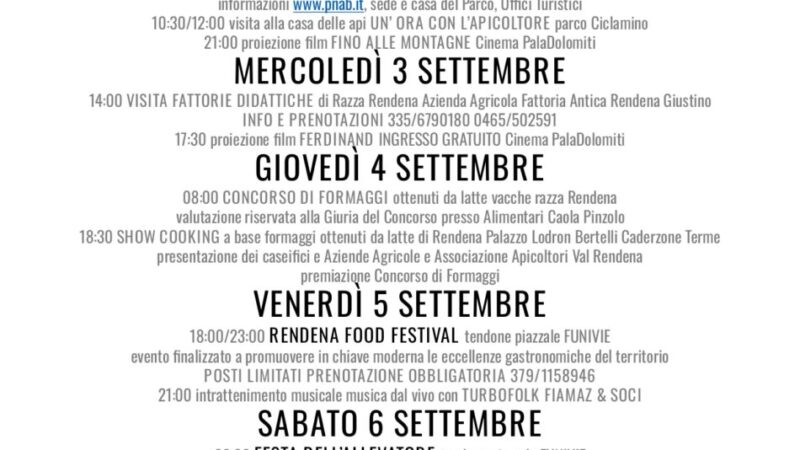 Pro Loco Pinzolo: Programma Settimanale da lunedì 1 a sabato 6 settembre 2025