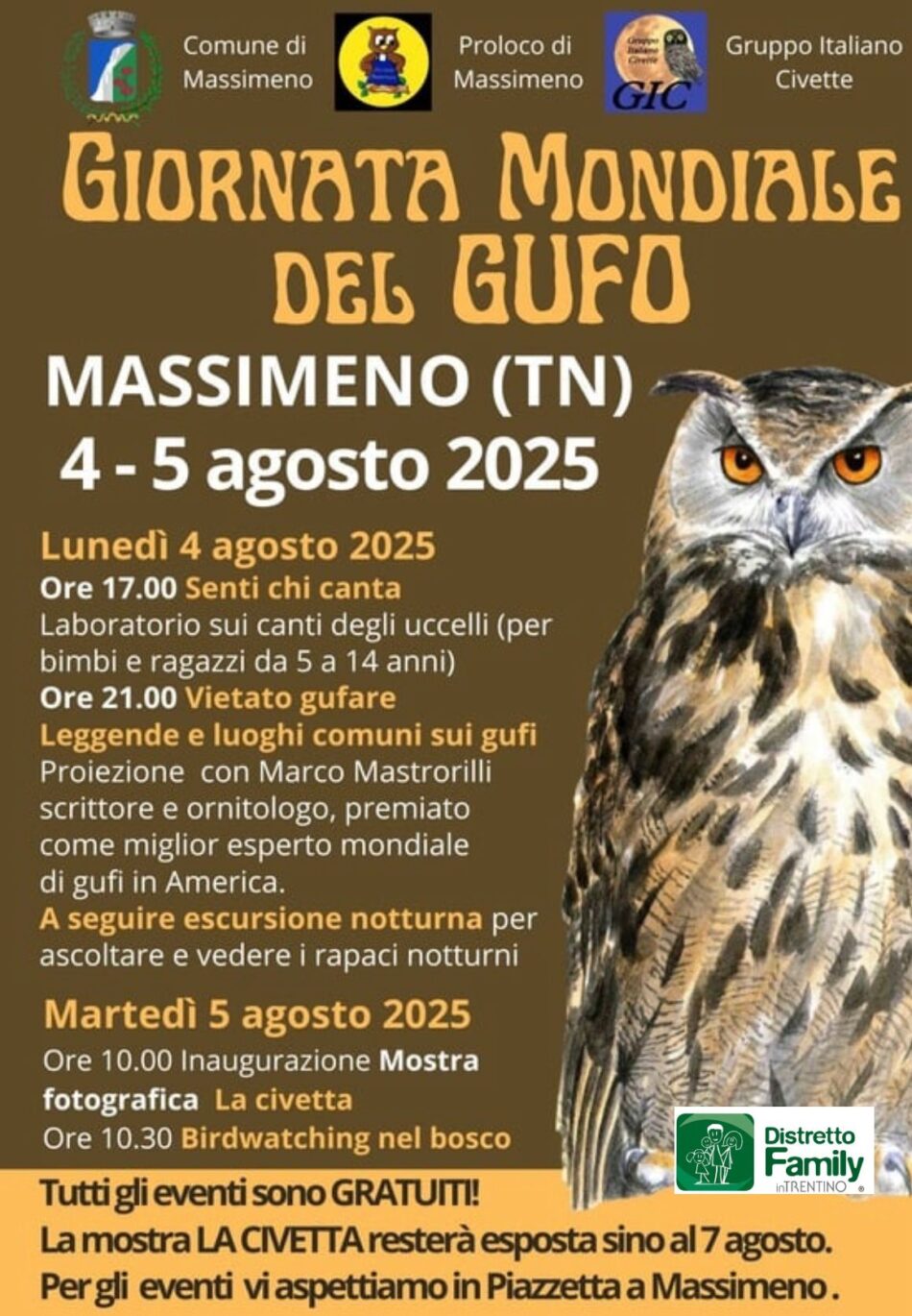Massimeno 4-5 agosto “Giornata Mondiale del Gufo 2025”