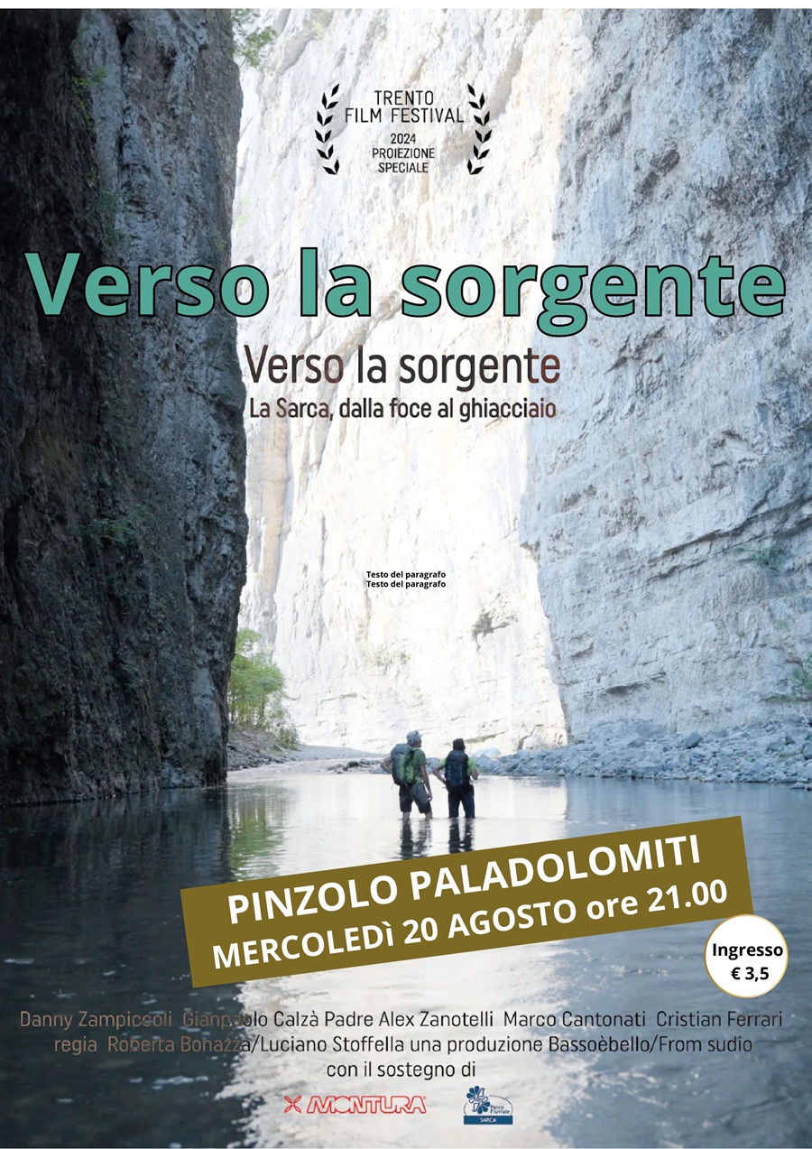 Cinema a Pinzolo: Mercoledì 20 agosto ore 21″Verso la sorgente. La Sarca, dalla foce al ghiacciaio