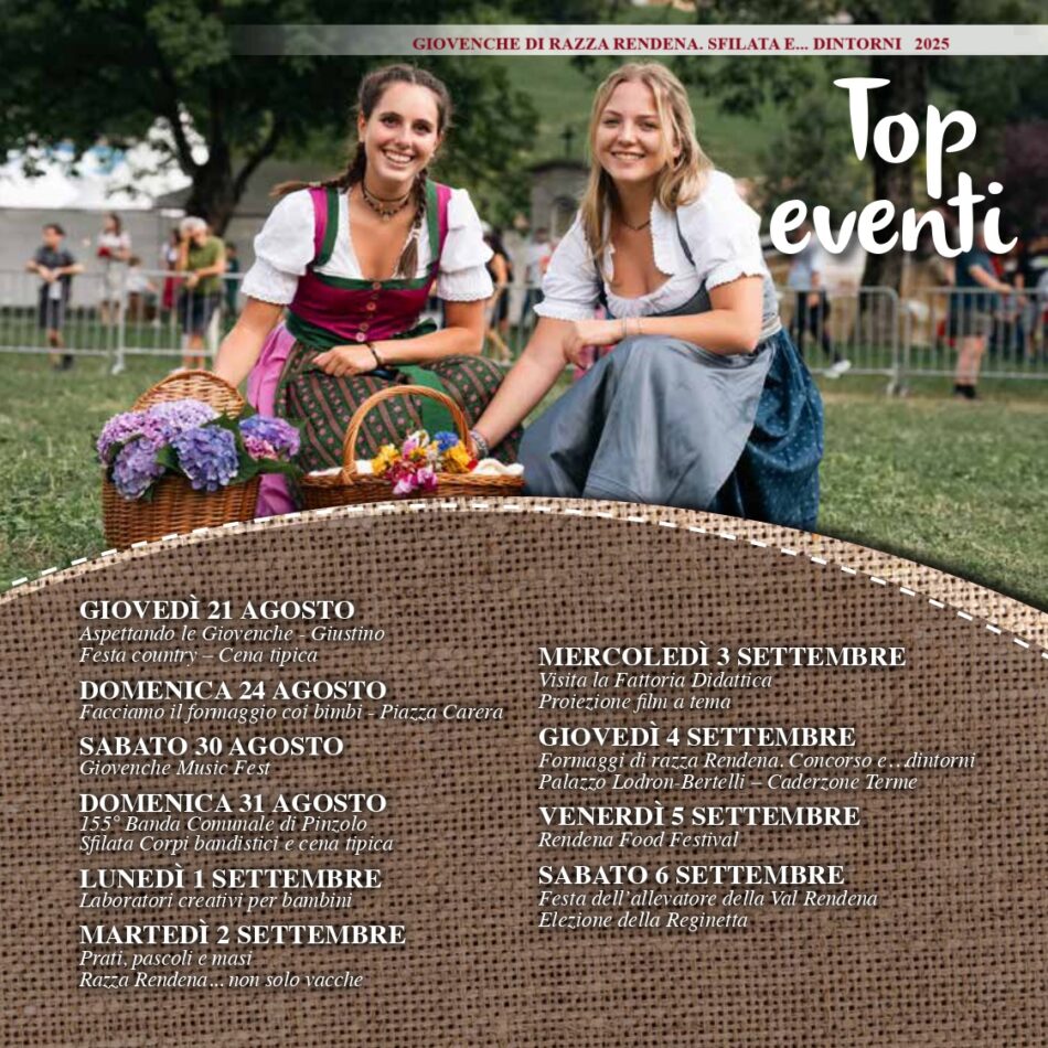 Si avvicina la settimana delle Giovenche di razza Rendena. Sfilata e… dintorni” edizione 2025. Ecco gli eventi Top