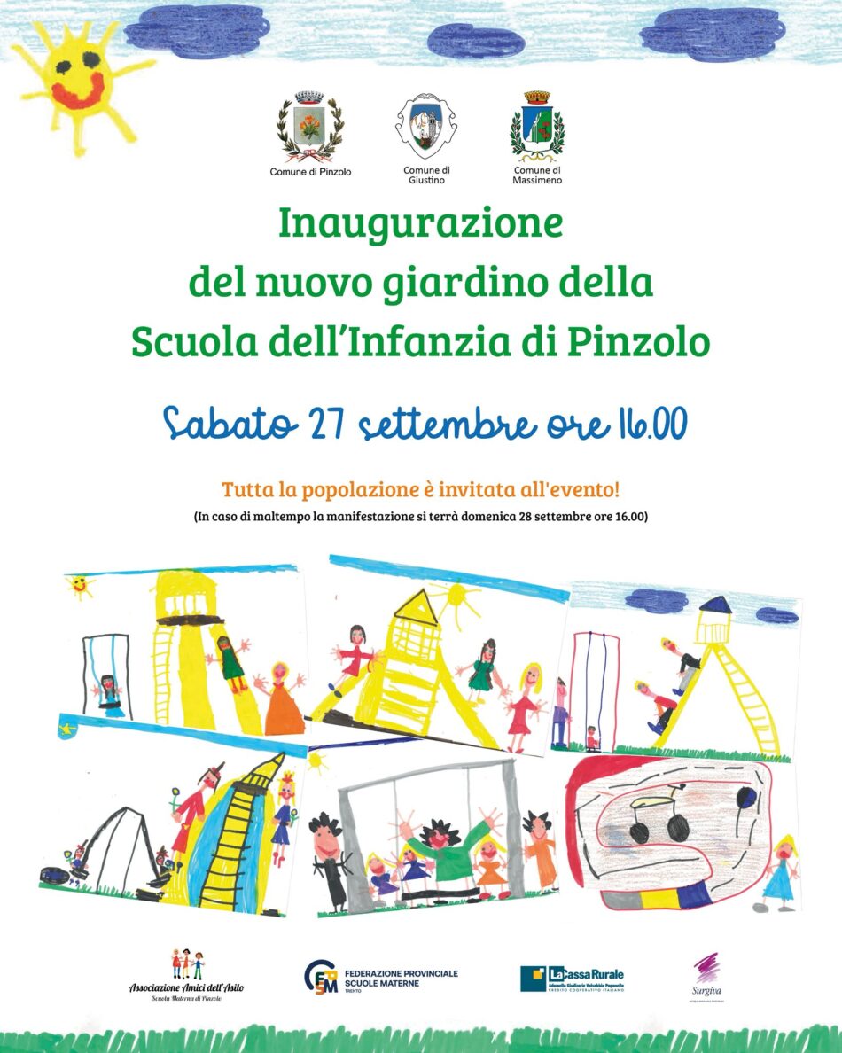 Inaugurazione del nuovo giardino della Scuola del’Infanzia di Pinzolo – Sabato 27 settembre ore 16