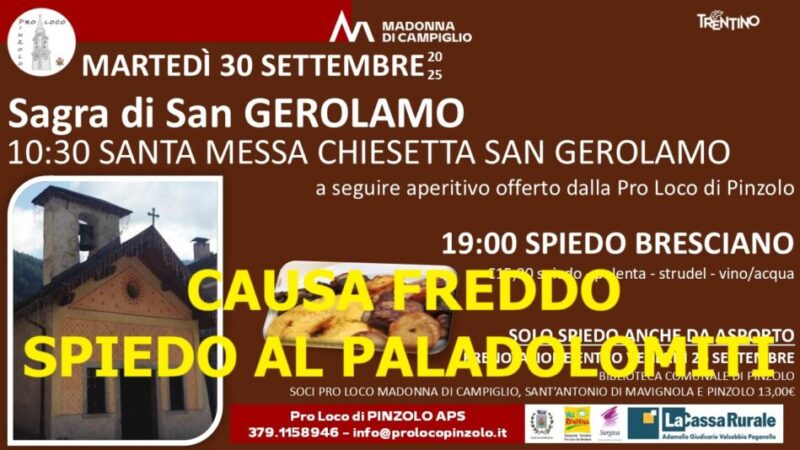 Sagra di Baldino 30 settembre – Spiedo di San Gerolamo SPOSTATO AL PALADOLOMITI