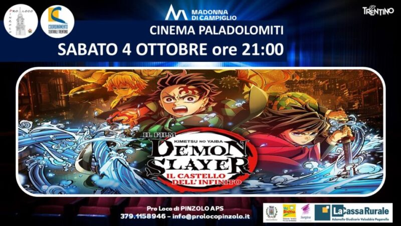 Cinema a Pinzolo: Sabato 4 ottobre ore 21 “Demon Slayer” al Paladolomiti