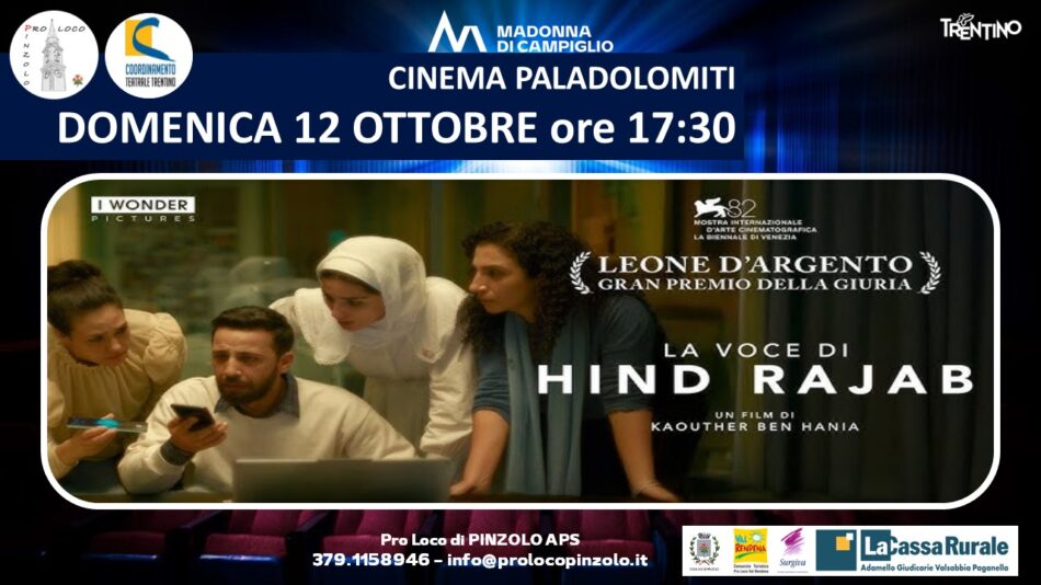 Cinema a Pinzolo: Domenica 12 ottobre ore 17.30 “La voce di Hind Rajab”