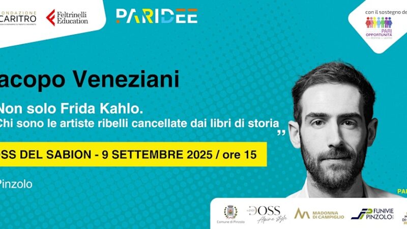 Lo storico Jacopo Veneziani al Doss del Sabion – 9 settembre ore 15