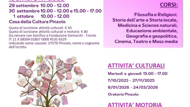 Pinzolo: Corsi Università della Terza età e del tempo disponibile
