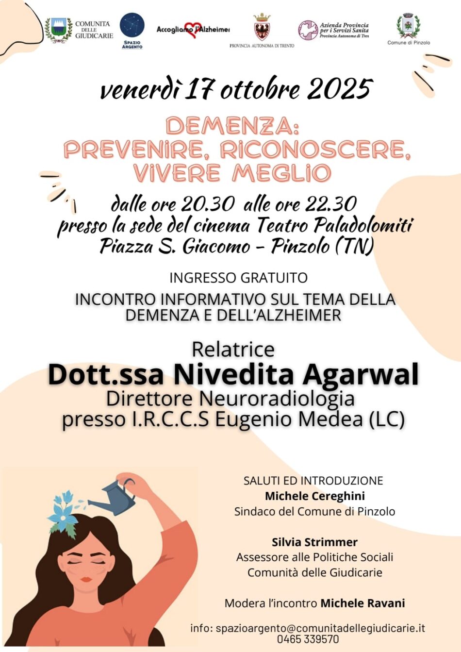 Pinzolo Venerdì 17 ottobre “Demenza: prevenire, riconoscere, vivere meglio”
