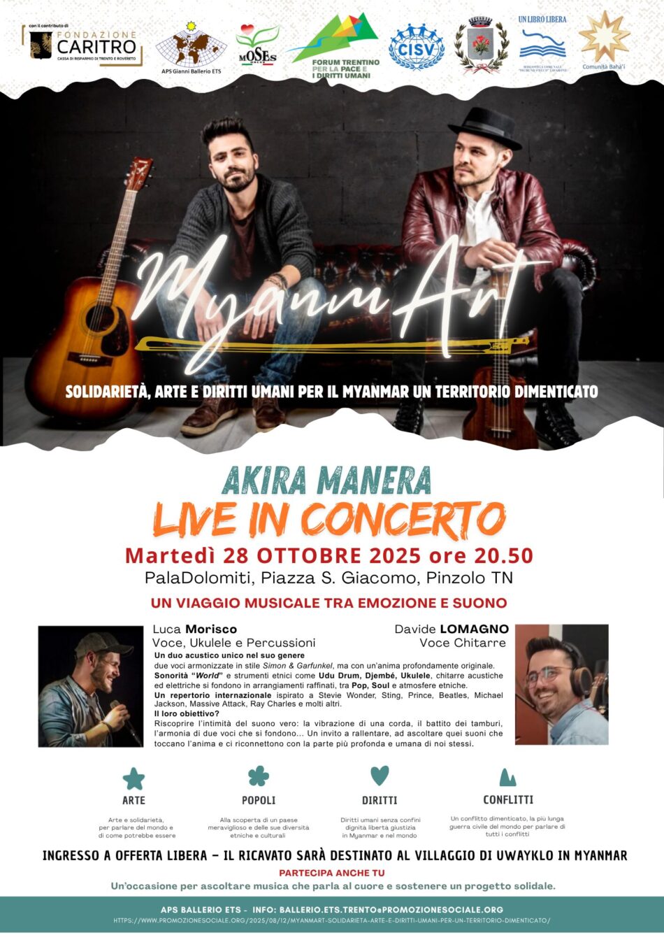 Pinzolo Paladolomiti Martedì 28 ottobre ore 20.50 “Concerto solidarietà”