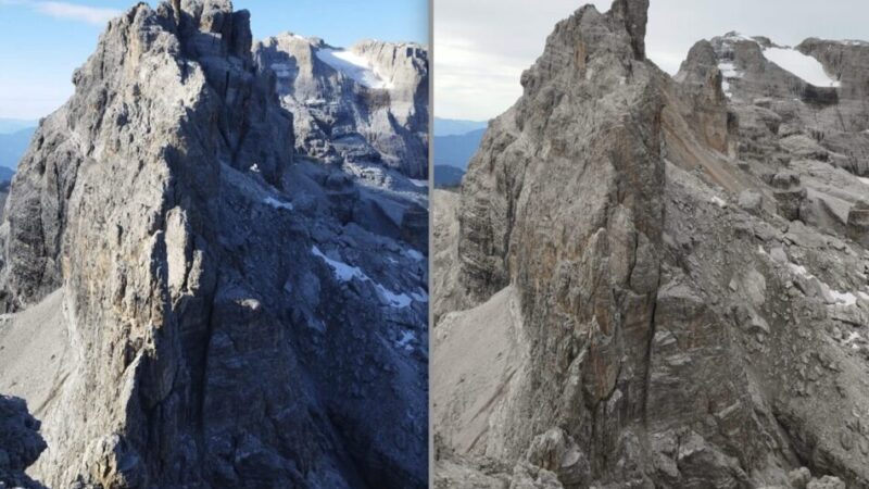 Cima Falkner, circa 100mila metri cubi di roccia instabile