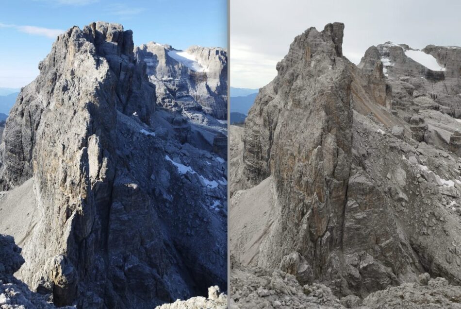 Cima Falkner, circa 100mila metri cubi di roccia instabile
