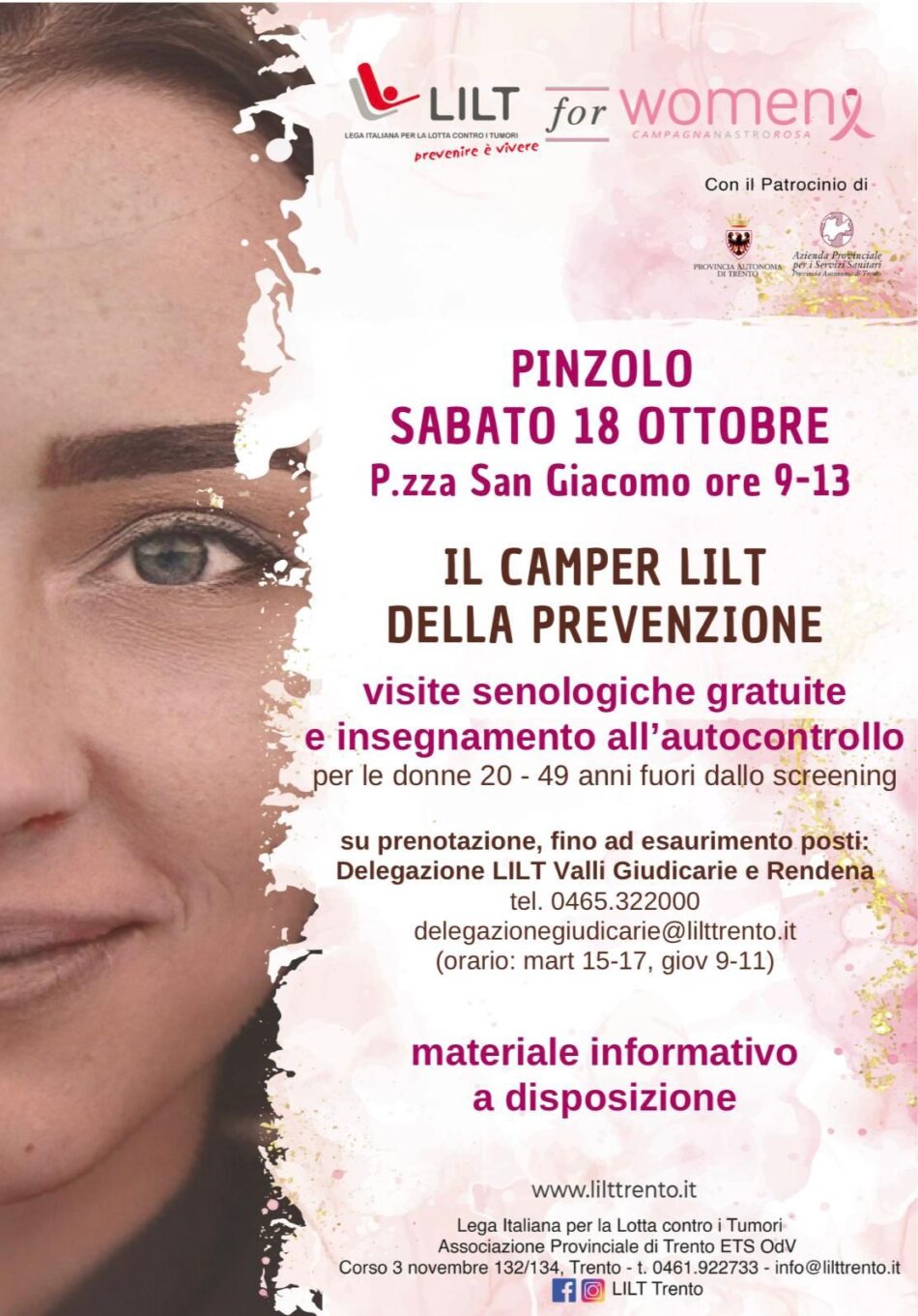 Camper LILT a Pinzolo, in Piazza San Giacomo, sabato 18 ottobre dalle 9 alle 13