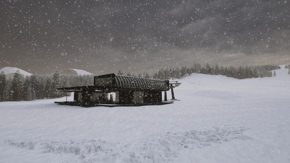 Render della stazione di valle della seggiovia Nube d’Argento