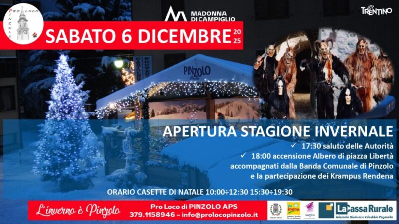 L’inverno è Pinzolo – Sabato 6 dicembre ore 17.30 “Apertura della stagione invernale”
