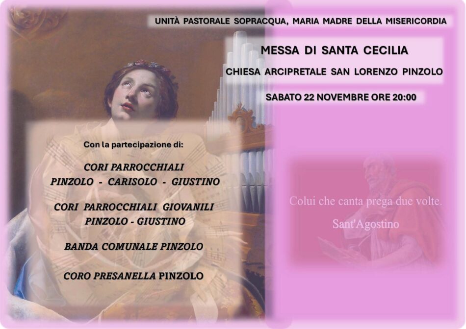 Pinzolo Sabato 22 novembre ore 20:  “Messa di Santa Cecilia”