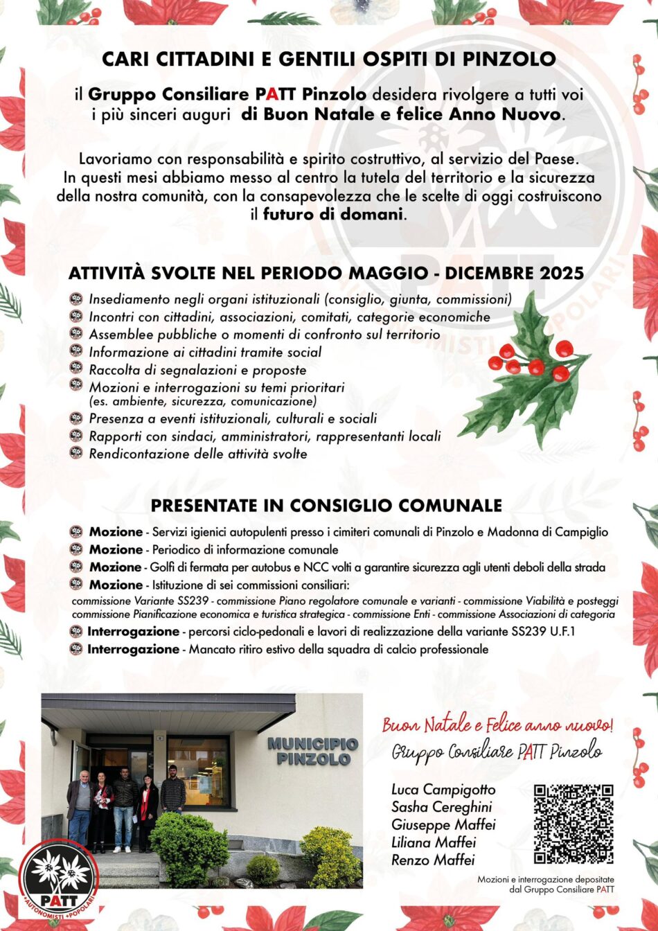 Cari Cittadini e Gentili Ospiti di Pinzolo