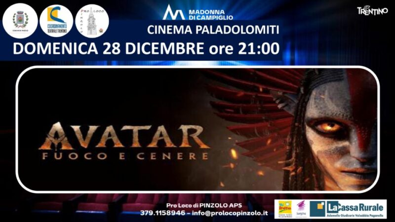 Cinema a Pinzolo: Domenica 28 dicembre ore 21 “Avatar Fuoco e cenere”