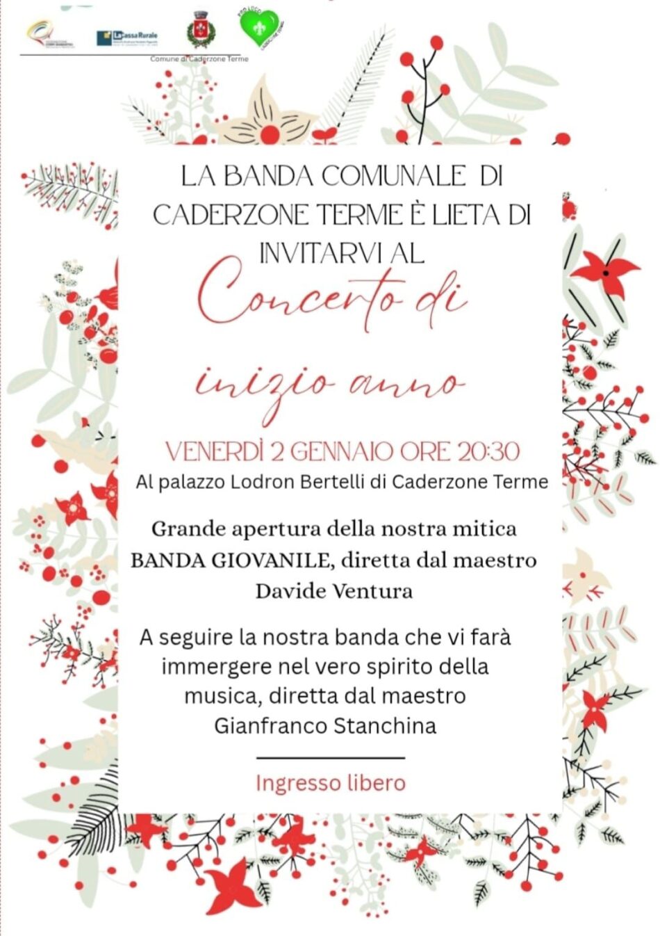 Caderzone Terme Venerdì 2 gennaio ore 20.30 “Concerto di inizio anno”