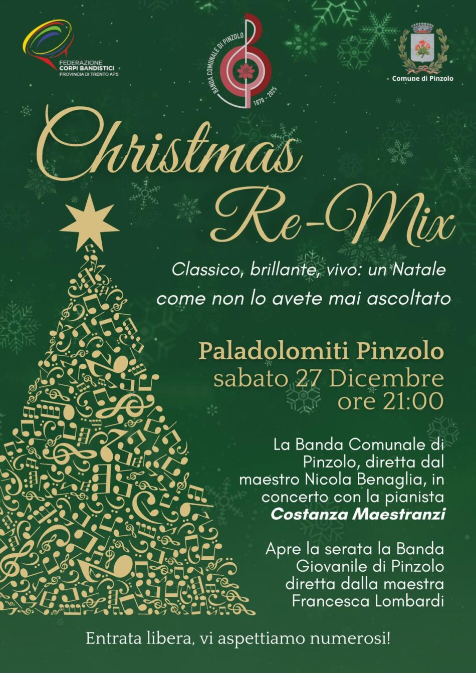 Paladolomiti Sabato 27 dicembre ore 21 “Christmas Re-Mix” Classico, brillante, vivo: un Natale come non lo avete mai ascoltato