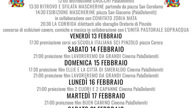 L’inverno è Pinzolo: Programma dal 6 febbraio al 1° marzo 2026