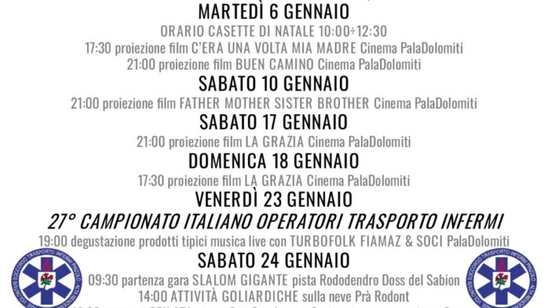 L’inverno è Pinzolo: Programmazione dal 5 al 27 gennaio 2026